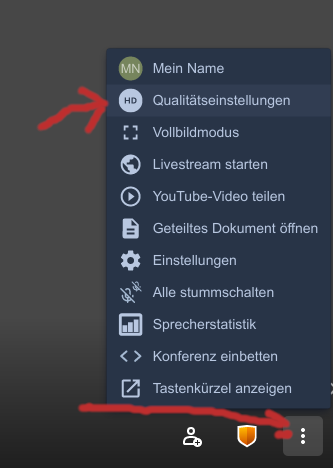 Jitsie Browser Qualitätseinstellungen