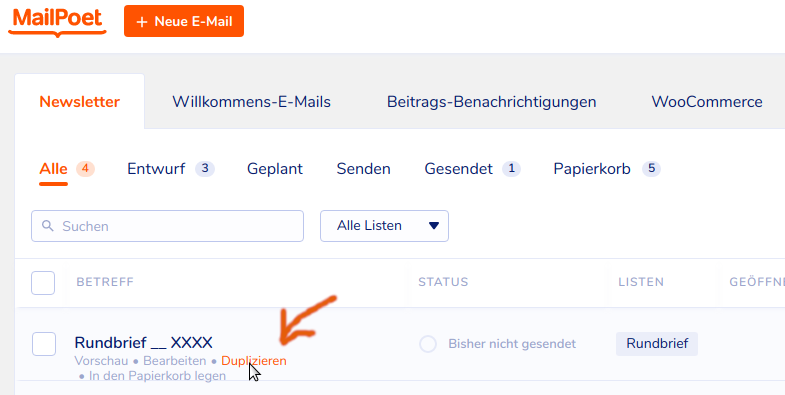 Mailpoet Duplizieren