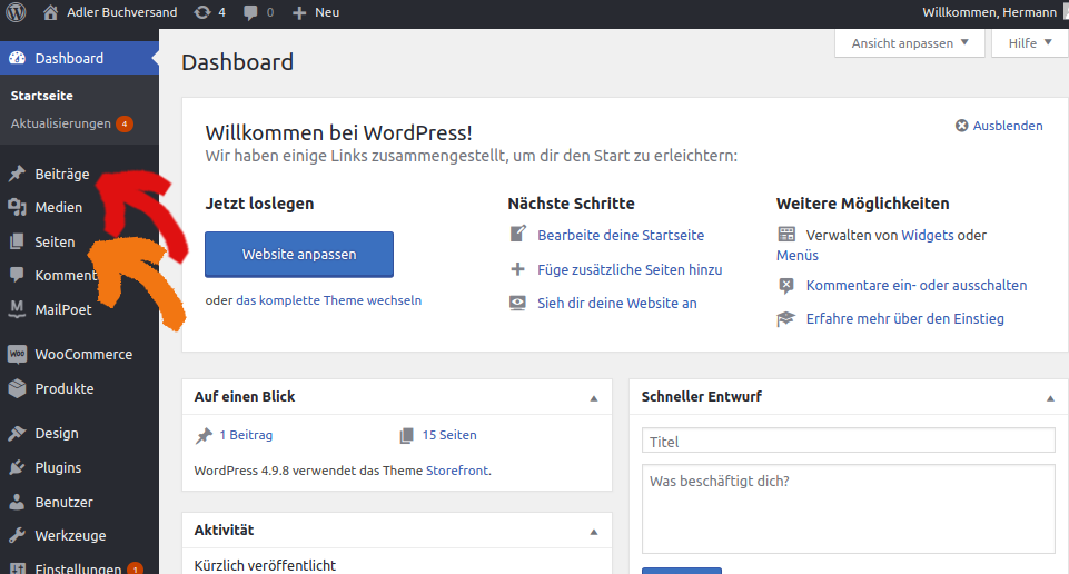 Wordpress Dashboard Overview